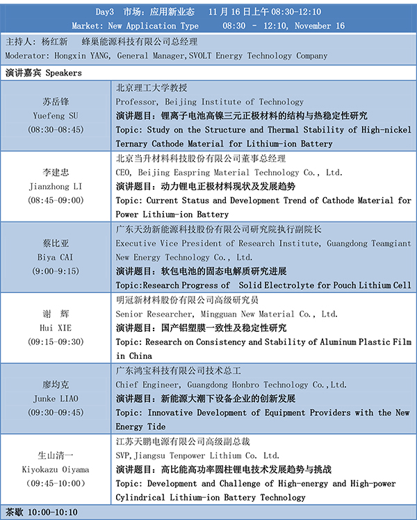 第四屆動力電池應(yīng)用國際峰會(CBIS2019)議程