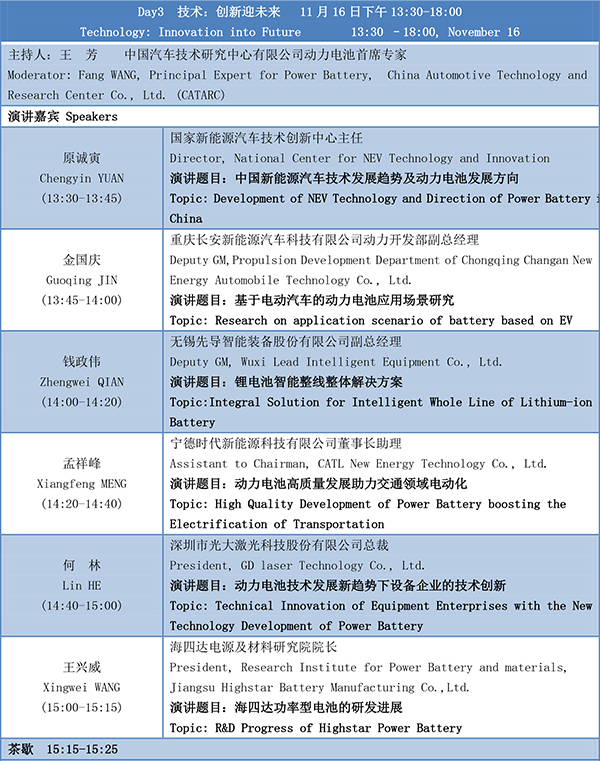 第四屆動力電池應(yīng)用國際峰會(CBIS2019)議程