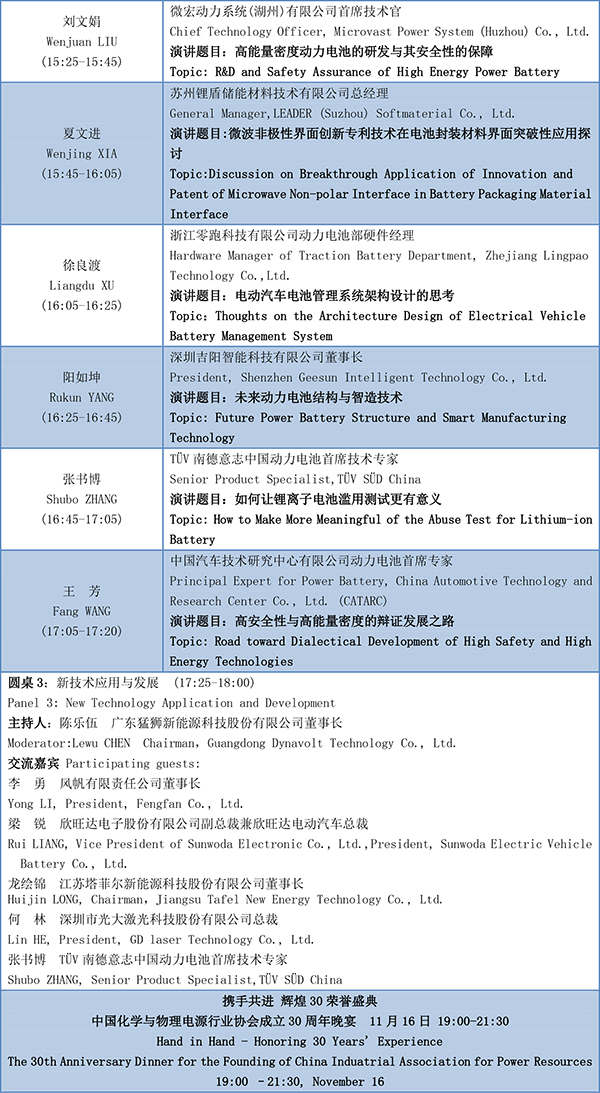 第四屆動力電池應(yīng)用國際峰會(CBIS2019)議程