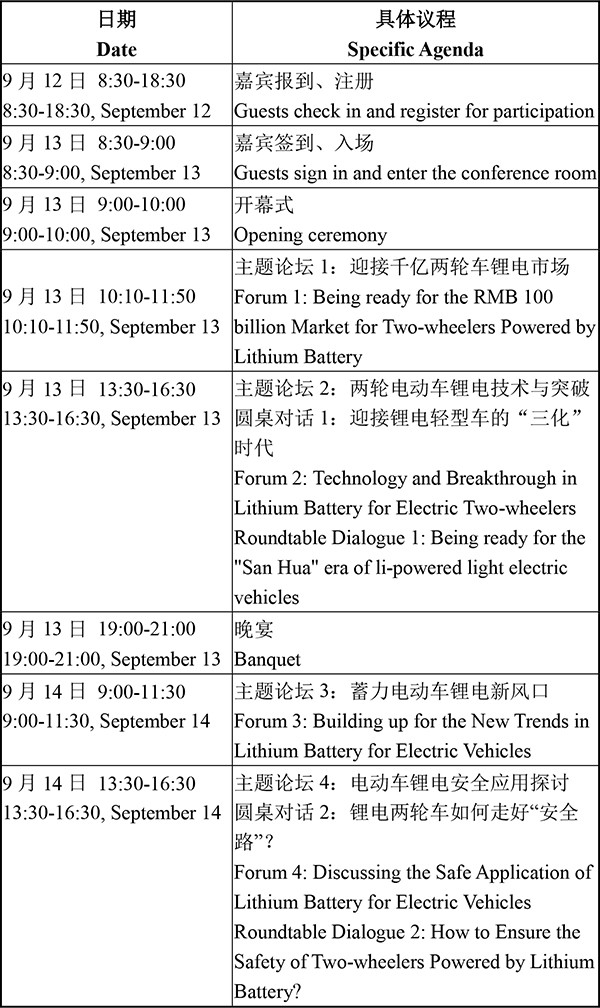 日程安排-2021輕型電動車用鋰電池技術(shù)及應(yīng)用交流會